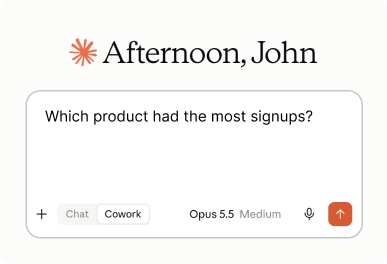 Asking an assistant which product had the most signups